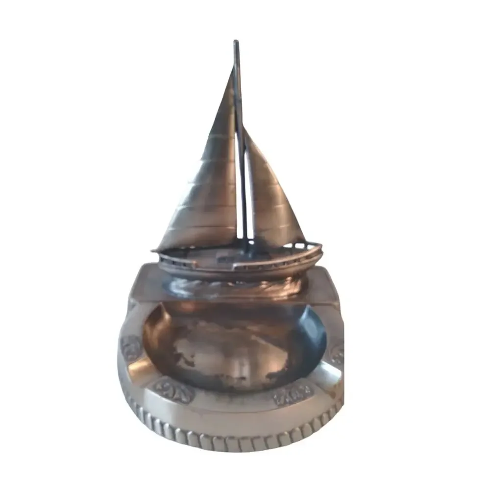 Comoys of London Japan Vintage Metal‎ Ashtray Sailboat Nautical Decor 4.5